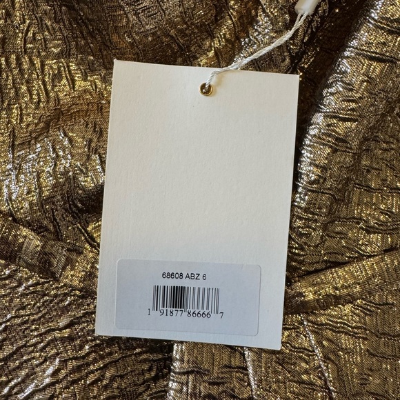 NWT Mac Duggal 68608 Gold One Shoulder Metallic Ballgown Size 6 - Picture 14 of 14